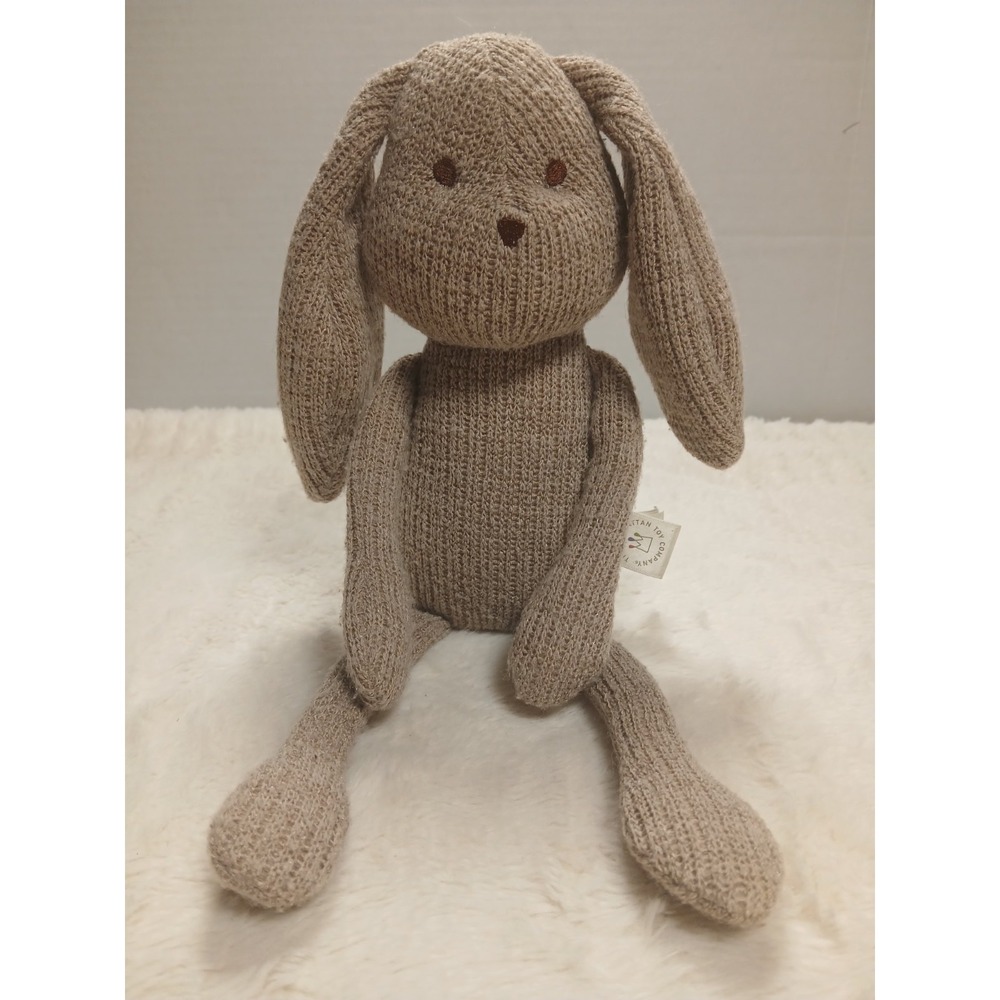 Manhattan‎ Toy Clover Lite Brown Knit Fabric Bunny Stuffed Animal 12"